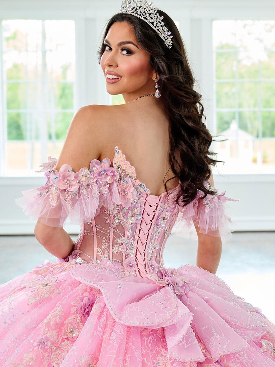 Photo of the model wearing a rose gown